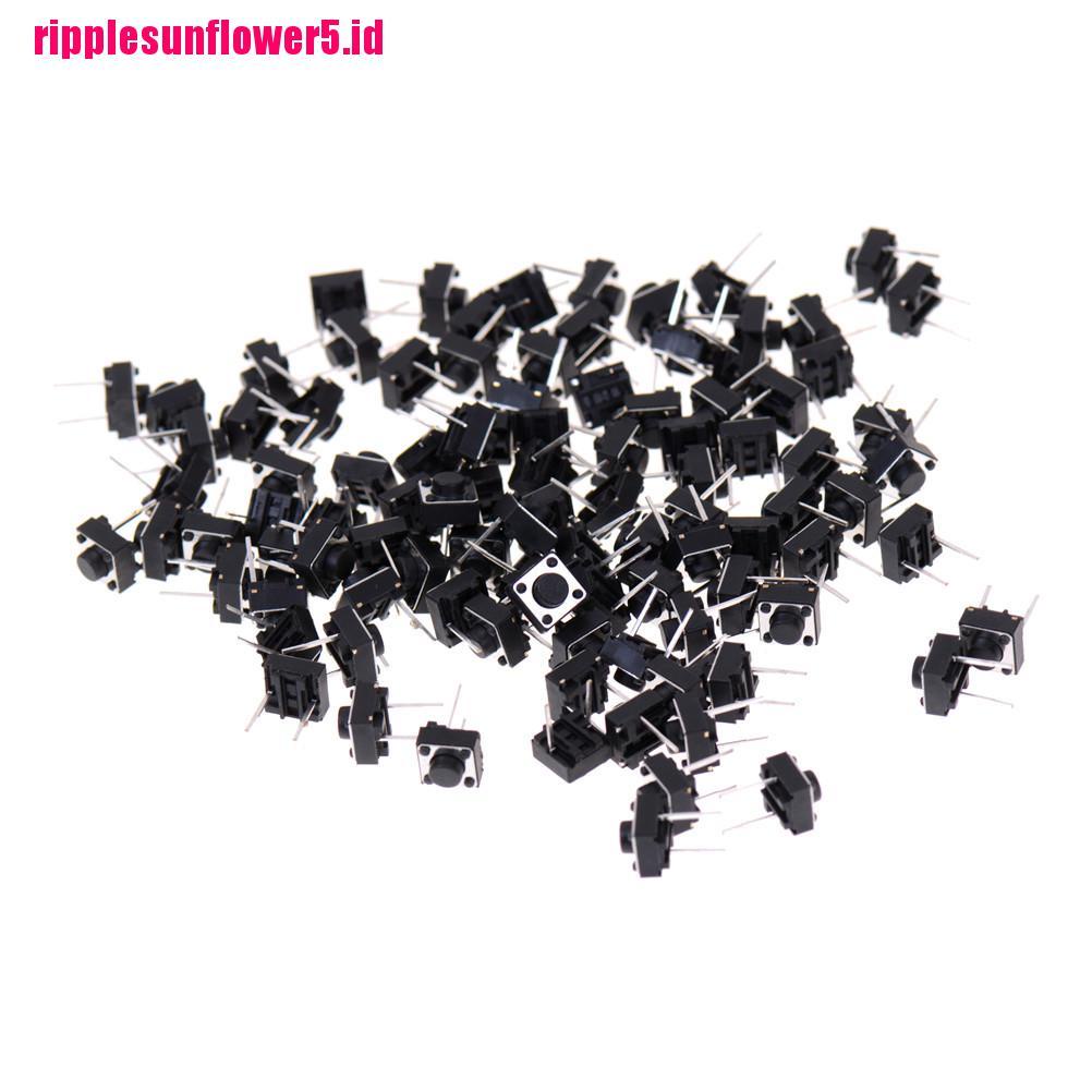 100pcs Tombol Tekan Tactile 2 Pin Ukuran 6x6 X 5mm