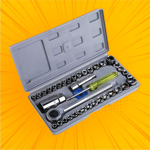 PAKET BENGKEL MURAH KUNCI SHOCK 40 PAS WRENCH + OBENG + KUNCI RING PAS SET ( Lengkap Paket Bengkel 1 Alat Motor Kombinasi Original Perlengkapan Full Lengkap Socket Tool Kit Pas Ring L Motor Mobil Tool Set Kunci Sok Set Murah Satu Set  )-1