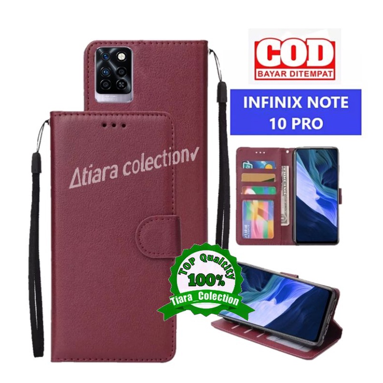 Infinix Note 10 Pro ( X695 ) Leather Flip Case Wallet Infinix Note 10 Pro Dompet Hp Buka Tutup Stand Cover Handphone