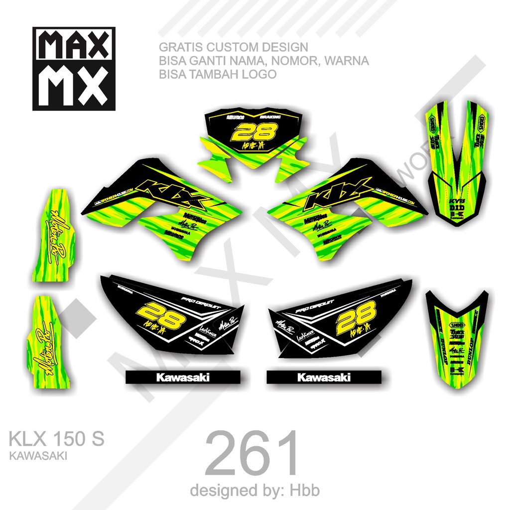 DECAL STIKER MOTOR KLX 150 S  ELEGAN ARMY