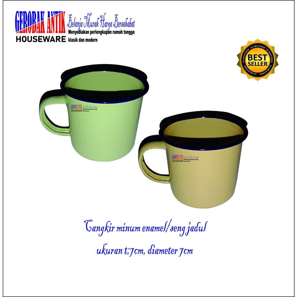2 PCS CANGIR MINUM - CANGKIR ENAMEL 7CM - CANGKIR KOPI - CANGKIR SENG JADUL - CANGKIR KEREN
