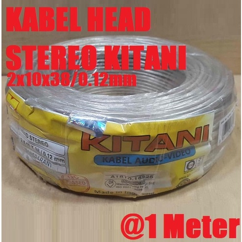 1 Meter Kabel Head KITANI 2x10x38/0.12mm Coaxial 3 Jalur Stereo isi 3 Serabut Speaker DIY Ground