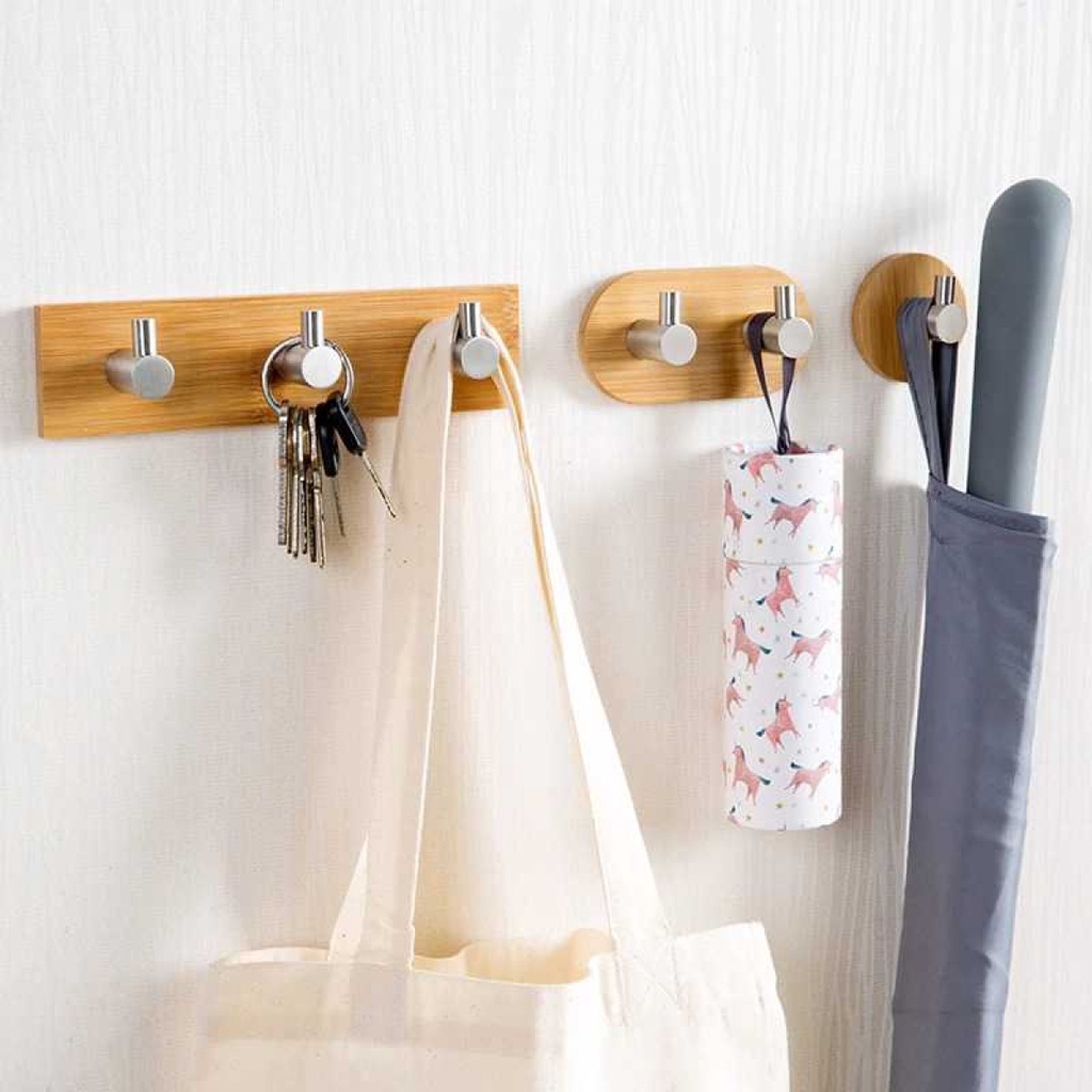 Gantungan Dinding Hanger Bamboo Stainless Steel