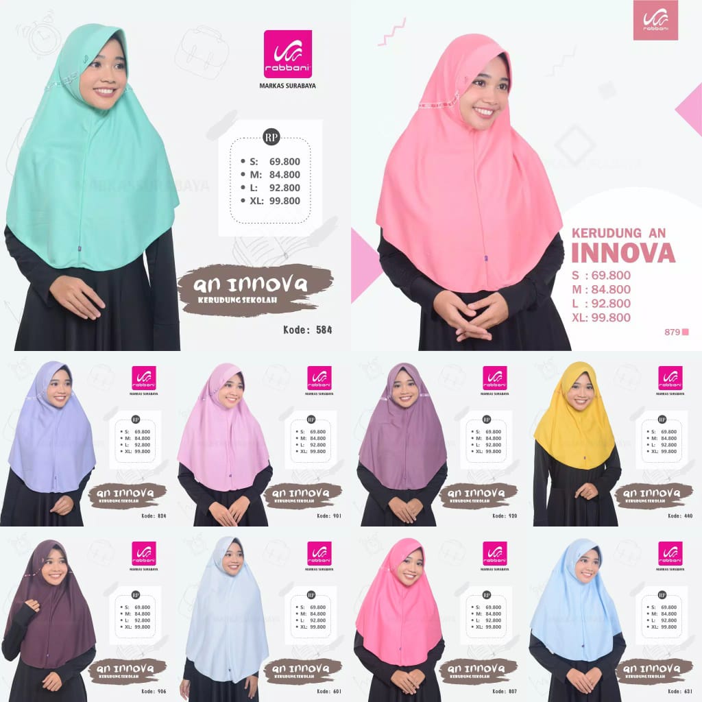 [SIZE XL] KERUDUNG RABBANI SEKOLAH JILBAB RABBANI INNOVA WARNA