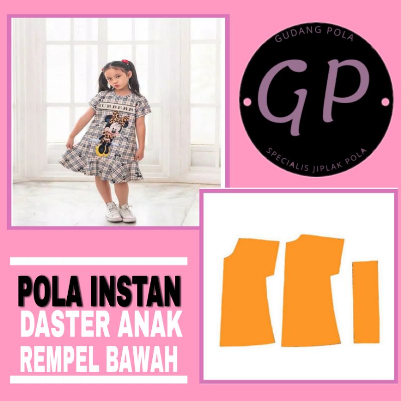 [✓COD] Pola Daster Rempel Anak Kecil - Pola Jiplak Instan - Pola Baju Gudang Pola