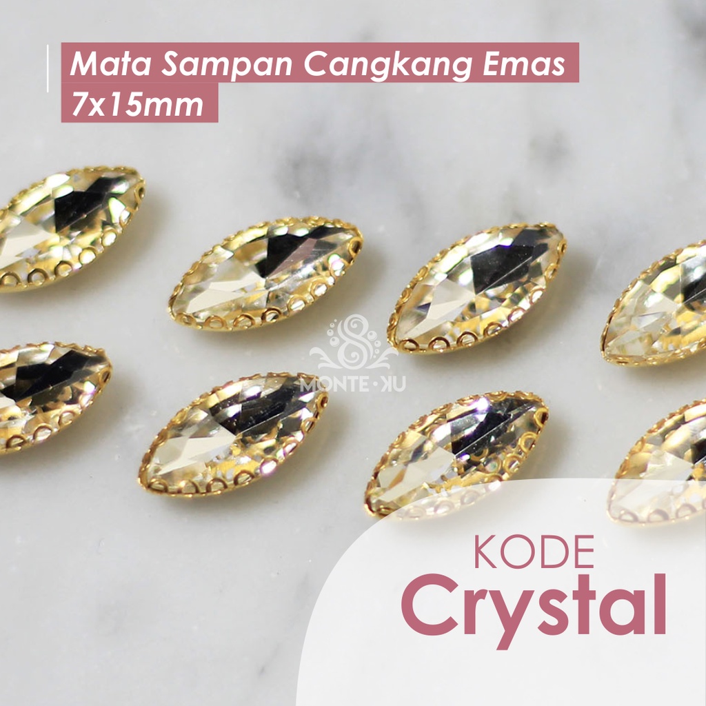 ECER PER 1 PCS Monte Manik Mote Beads Borci Payet Mata Sampan Cangkang Emas Mata Kristal Kecil Besar