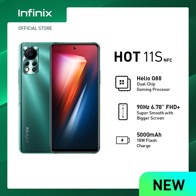 Infinix HOT 11s NFC 6/128GB – Helio G88 – 5000 mAh – 6.78” 90Hz FHD+ – Triple Camera 50MP-1