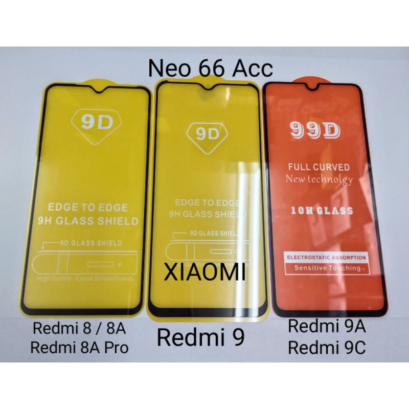 Tempered Glass 9D XIAOMI Redmi 8 / 8A / 8A Pro , Redmi 9 , Redmi 9A / 9C List Hitam