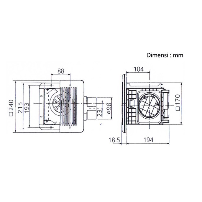 KDK CEILING EXHAUST FAN SIROCCO CEROBONG 6inch 17CDQN 17-CDQNA