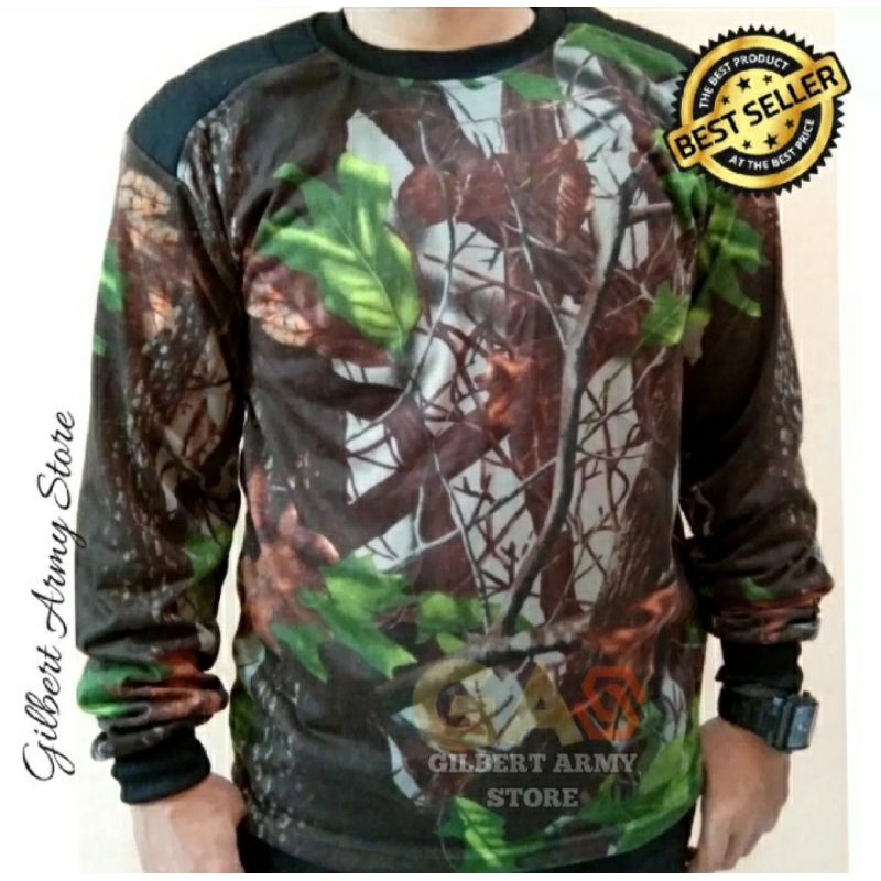 Kaos Camo Panjang Dekker Loreng Perbakin Corak Daun Kaos Penembak Hunting Hutan GILBERT ARMY STORE