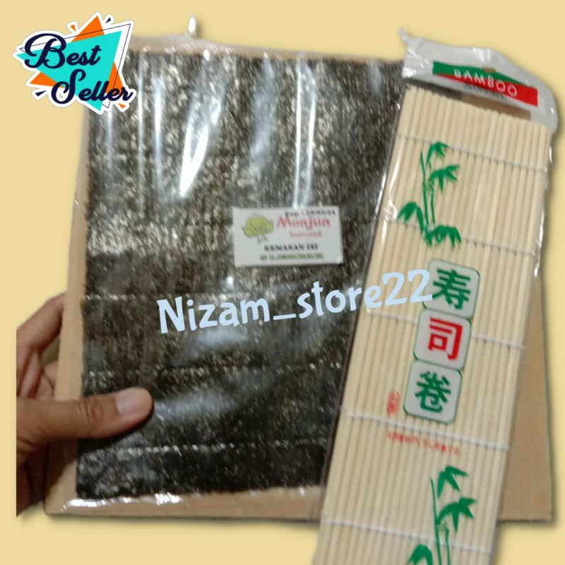 

Manjun Nori Sushi HALAL PAKET 10 Lembar dan Bambu Sushimat