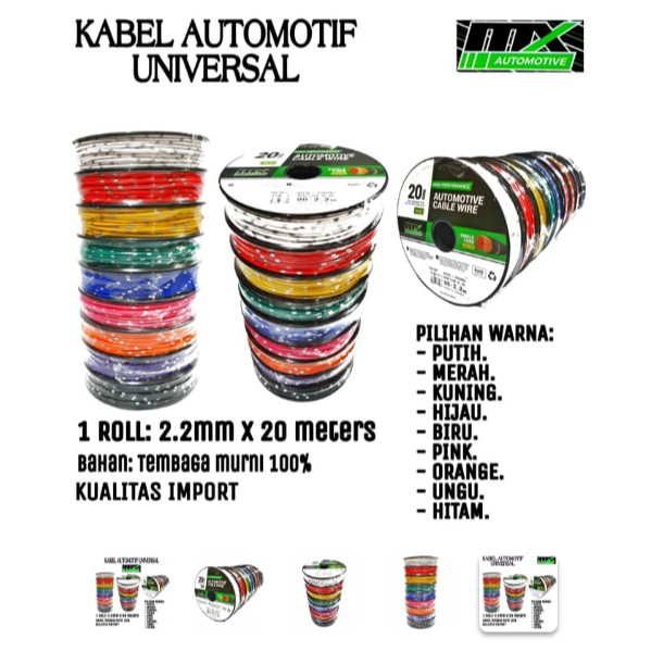 KABEL BODY BODI BINTIK SERABUT AVS 0.75 MM x 20 METER UNTUK KELISTRIKAN MOBIL MOTOR