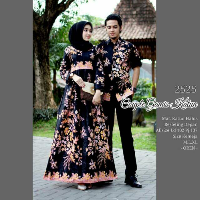 COUPLE BATIK GAMIS DAN KEMEJA LENGAN PENDEK 1 ATASAN BATIK FASHION PRIA WANITA SOGAN  PEKALONGAN ORI