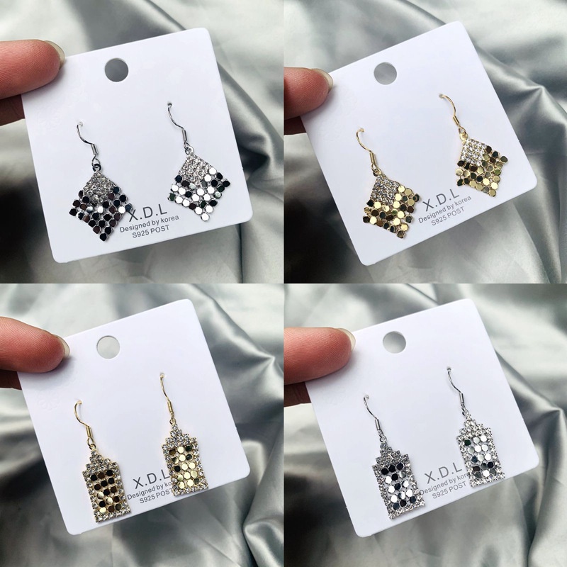 Retro Hong Kong gaya pribadi dan temperamental stud anting-anting angin dingin lembut reflektif part