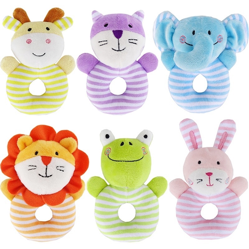 Mainan Rattle Genggam Bayi Bentuk Boneka Plush Hewan