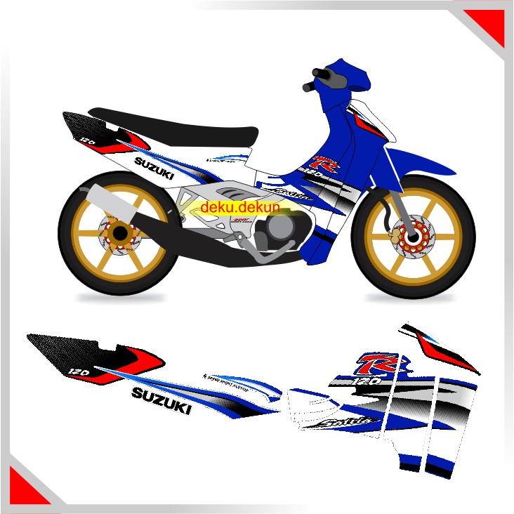 Striping Satria Lumba Satria 2 Tak Variasi Biru Putih Tahan Vernis