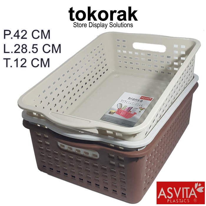 KERANJANG BIANCA BK-187 ASVITA STORAGE BASKET KERANJANG PLASTIK SEGI