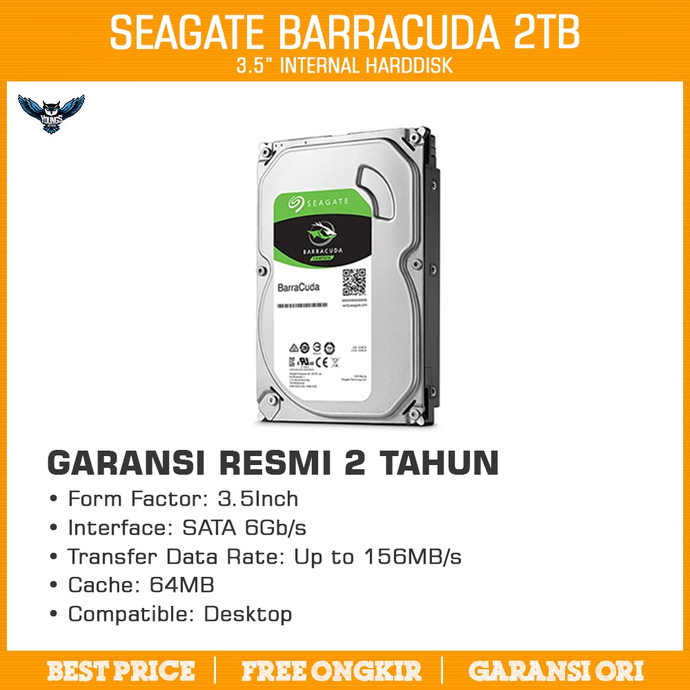 SEAGATE BARRACUDA 2TB GARANSI RESMI HARDDISK KOMPUTER PC 3.5&quot; BARACUDA