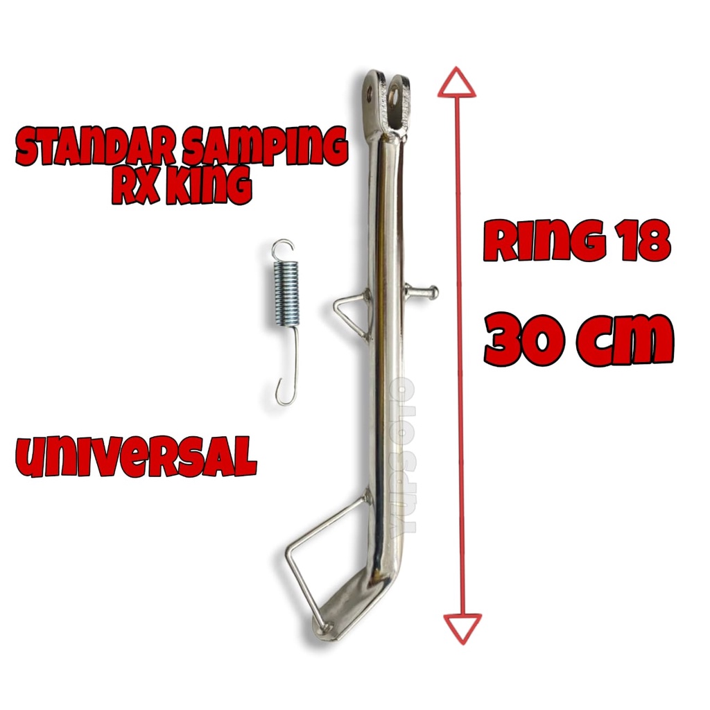 STANDAR SAMPING CHROME RX KING NINJA R RR RXL KLX SCORPIO VIXION TIGER REVO YT 155 TRAILDLL UNIVERSAL STANDAR SAMPING  PANJANG 30CM BESI TEBAL CROME