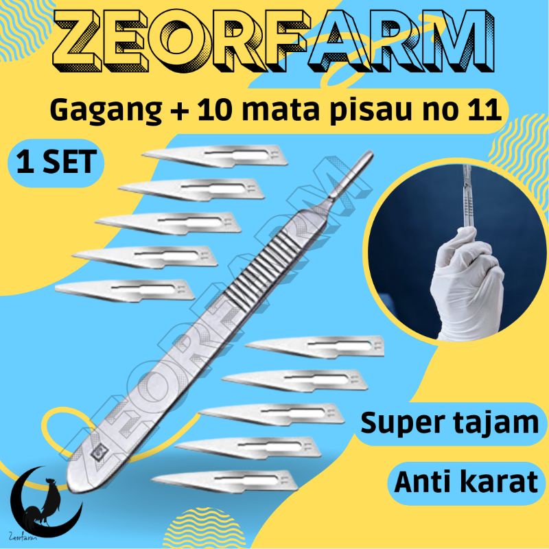 pisau bedah pisau jalu pisau grafting 1 set 10 mata zeorfarm