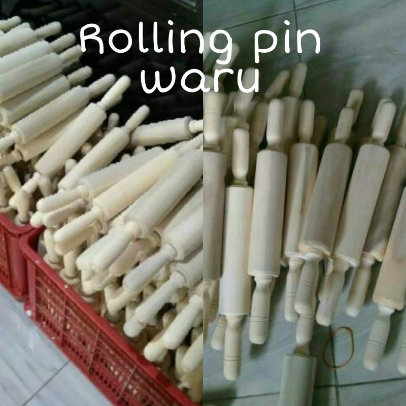 Rolling pin kayu MUTER &amp; BIASA / Roller Penggiling / Penggilas Adonan kue bahan kayu / Rolling Pin Kayu Waru