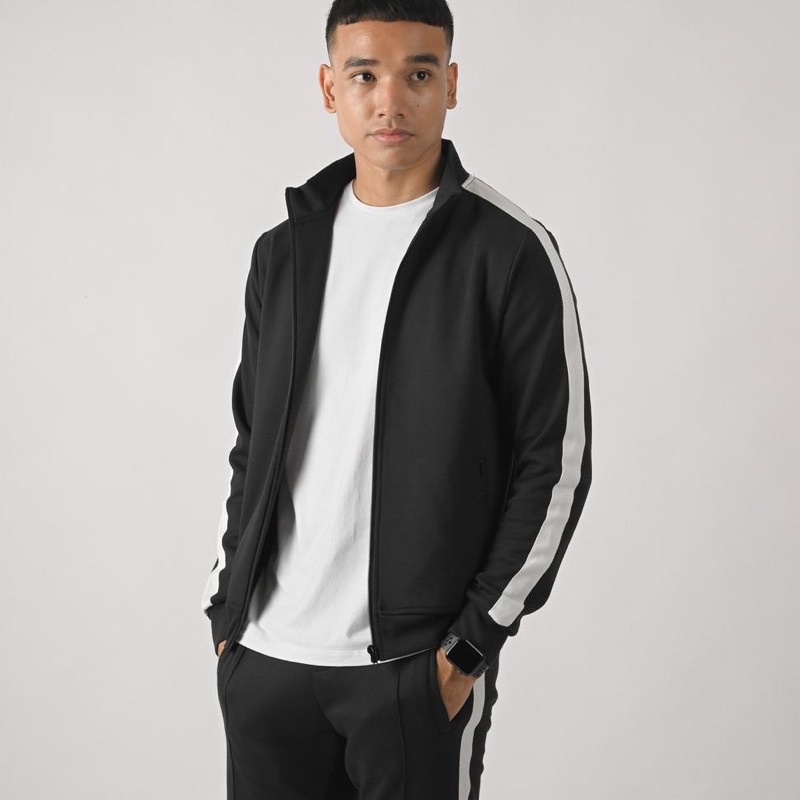 Preloved Prepp Studio Tweed Tracktop Black Size XL Jaket Cowok Outer Pria Man Fashion