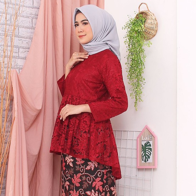 Atasan Busui Babydoll Brukat Corneli Timbul Tulang Kebaya Modern (6 warna)