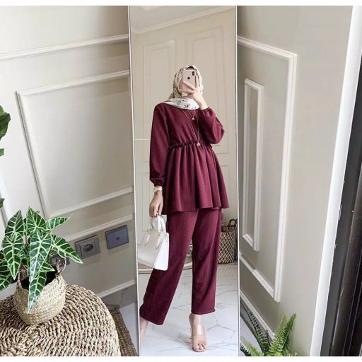 [ada Jumbo] Aura Gown #2 Batik Maxi Sahita Farasya Tile Gamis Muslim Pesta Kondangan Seragam