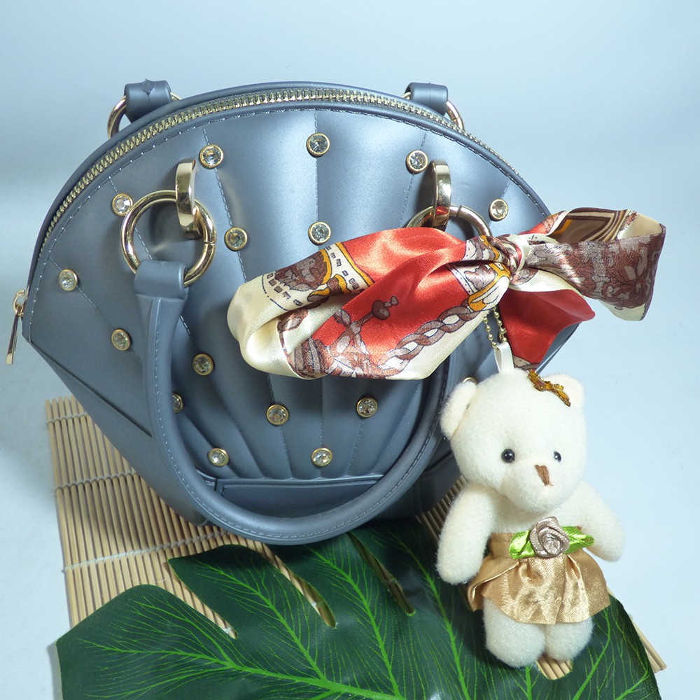 Tas Fashion Kerang Diamond Maxxi Jelly Matte Wanita Free Syal + Boneka / Tas Wanita Murah #010