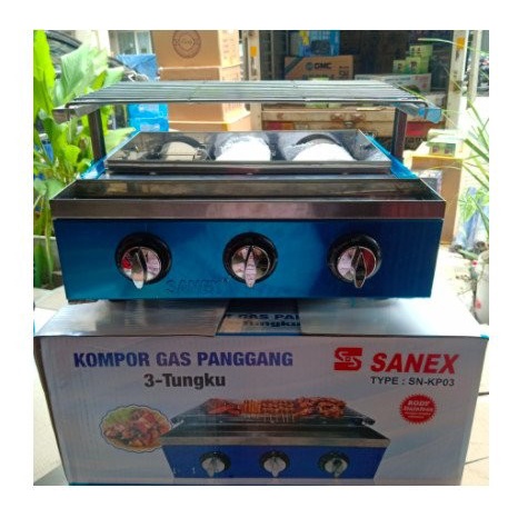 Kompor Panggang 3 Tungku Sanex KP03 -  Kompor Gas untuk Panggang Sosis Sate BBQ Grill