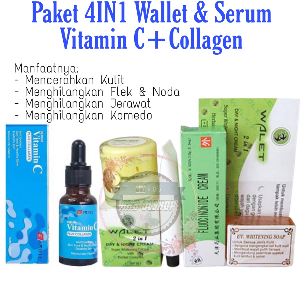Paket Lengkap Walet Plus Serum Vitamin C+Collagen / Paket Cream Walet Susun Siang & Malam + Salep Wa
