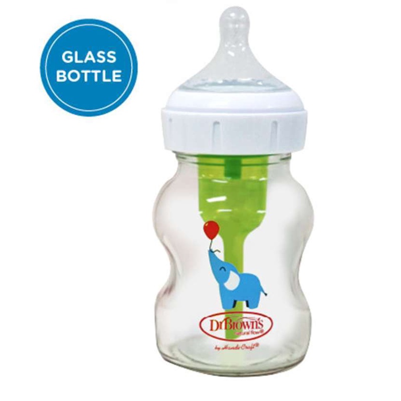 Dr. Brown's Glass Wide-Neck Options+ Bottle with Elephant Deco 150ml