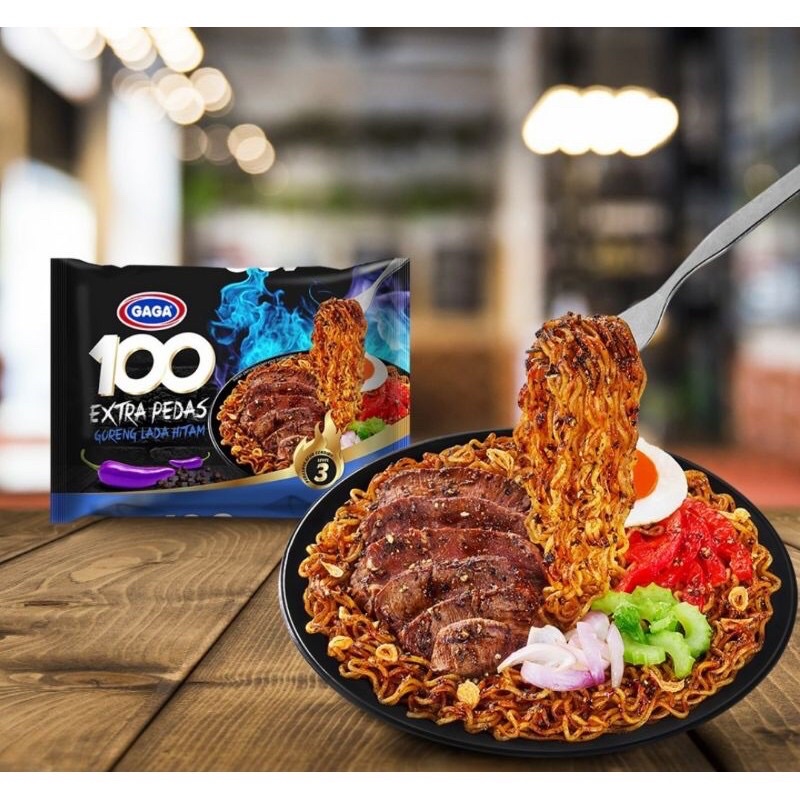 

Mie GAGA 100 Extra Pedas - Goreng Lada Hitam - Alternatif GANTI Samyang