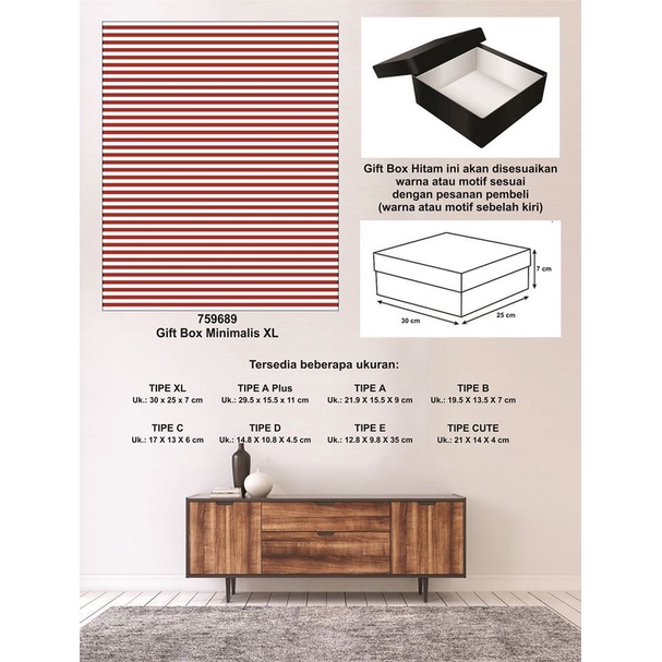 

Kotak kado/Kotak Hadiah/Box Minimalis XL-Garis Spectra RED-A