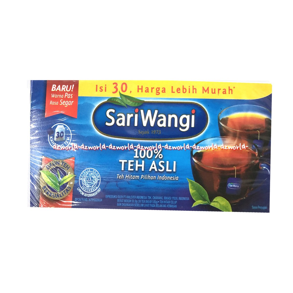 Sariwangi 100% Teh Asli Isi 30pcs Sari wangi Teh Celup Hitam