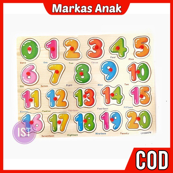 Mainan Anak Anak Umur 3 4 5 6 Tahun Puzzle Angka 123 Bongkar Pasang Kayu Wooden Board Number Hadiah Ulang Tahun Anak Laki Laki Perempuan Import Terbaru