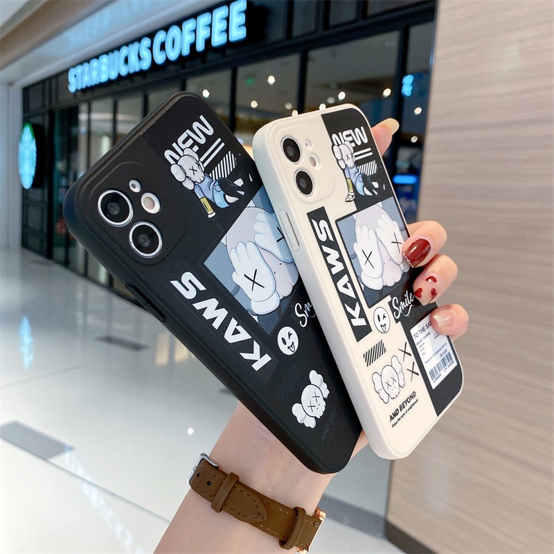 Fashion cartoon square for case iphone 11 pro max 12 13 pro max X/Xs max XR 7/8 plus se2020 liquid silicone fully enclosed shockproof protection case