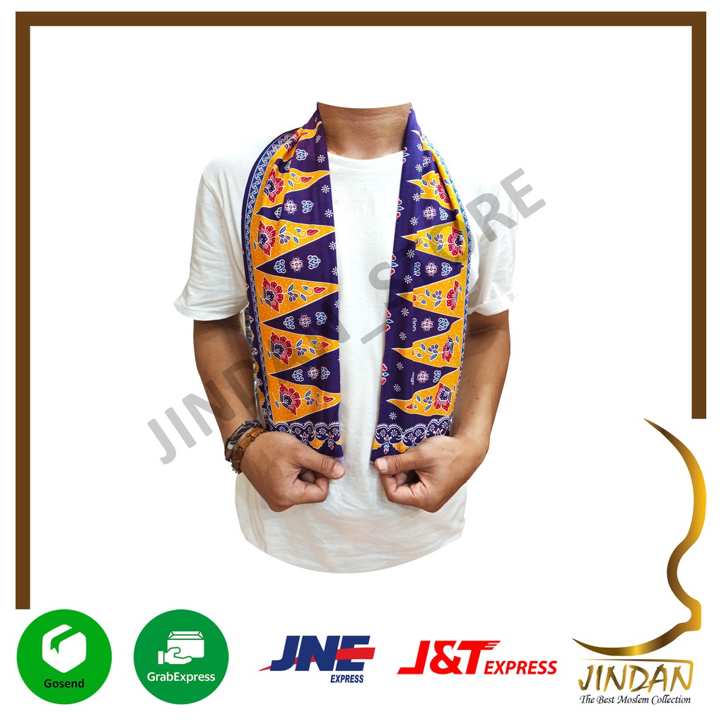 Selendang Betawi Syal Batik Cukin Ondel-Ondel Betawi-Kuning - 01