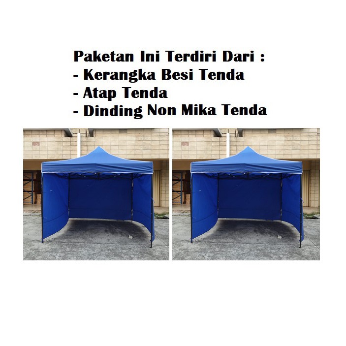 Tenda Lipat Ukuran 2x2 Besi Premium Lengkap Dinding Polos 3 Sisi