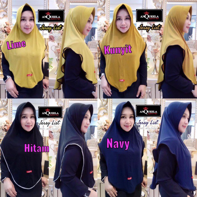 ANQUEELA | Hijab Jersey List Tanpa masker (TERLARIS)