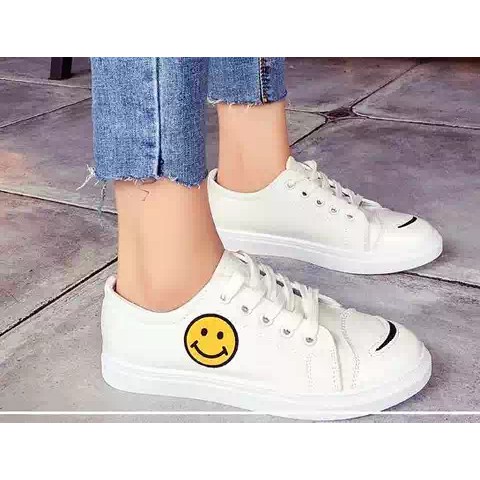 DINDA SEPATU SNEAKERS KANVAS SMILE TRENDY MURAH - HIJAU HITAM KUNING DAN PUTIH