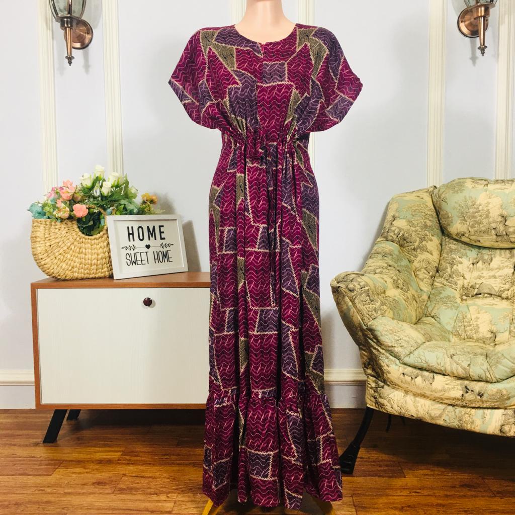 Daster Semata kaki Rayon Manohara Ruffle Busui Panjang Semata Kaki LD 120 Long Dress kekinian - Longdress semata kaki-Purplelized