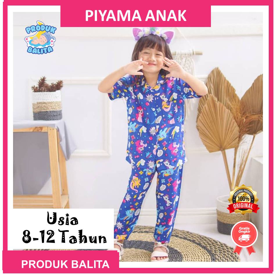 Piyama Anak Dewasa Usia 8-12 Tahun Baju TIdur Anak Perempuan Laki-laki Motif Karakter Lucu