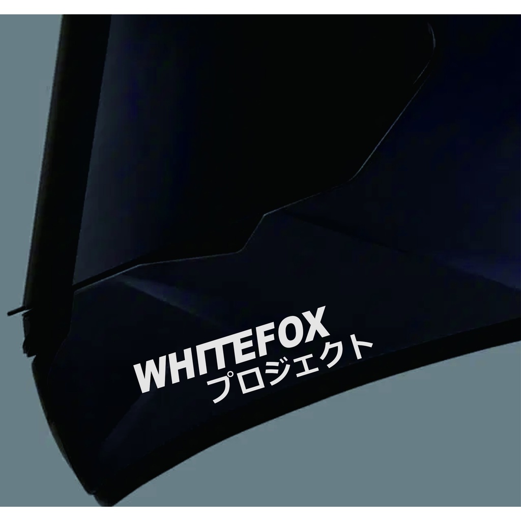 stiker WHITEFOX PROJECT kanji jepang helm motor mobil laptop