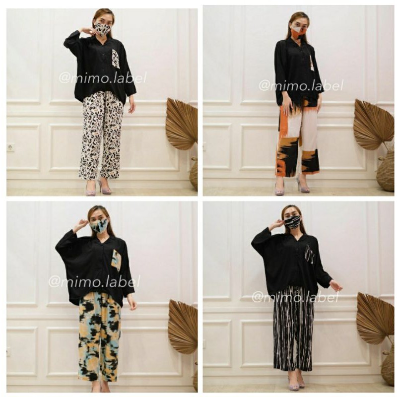 SALE!! TWO TONE PIYAMA SET WITH MASKER by Mimo label