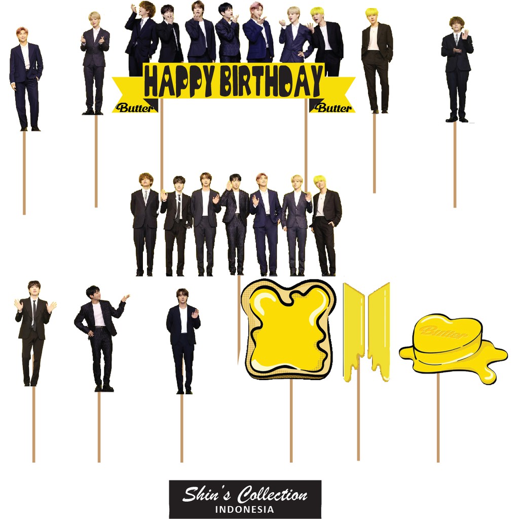Cake topper BTS Butter kpop set isi 12 pc