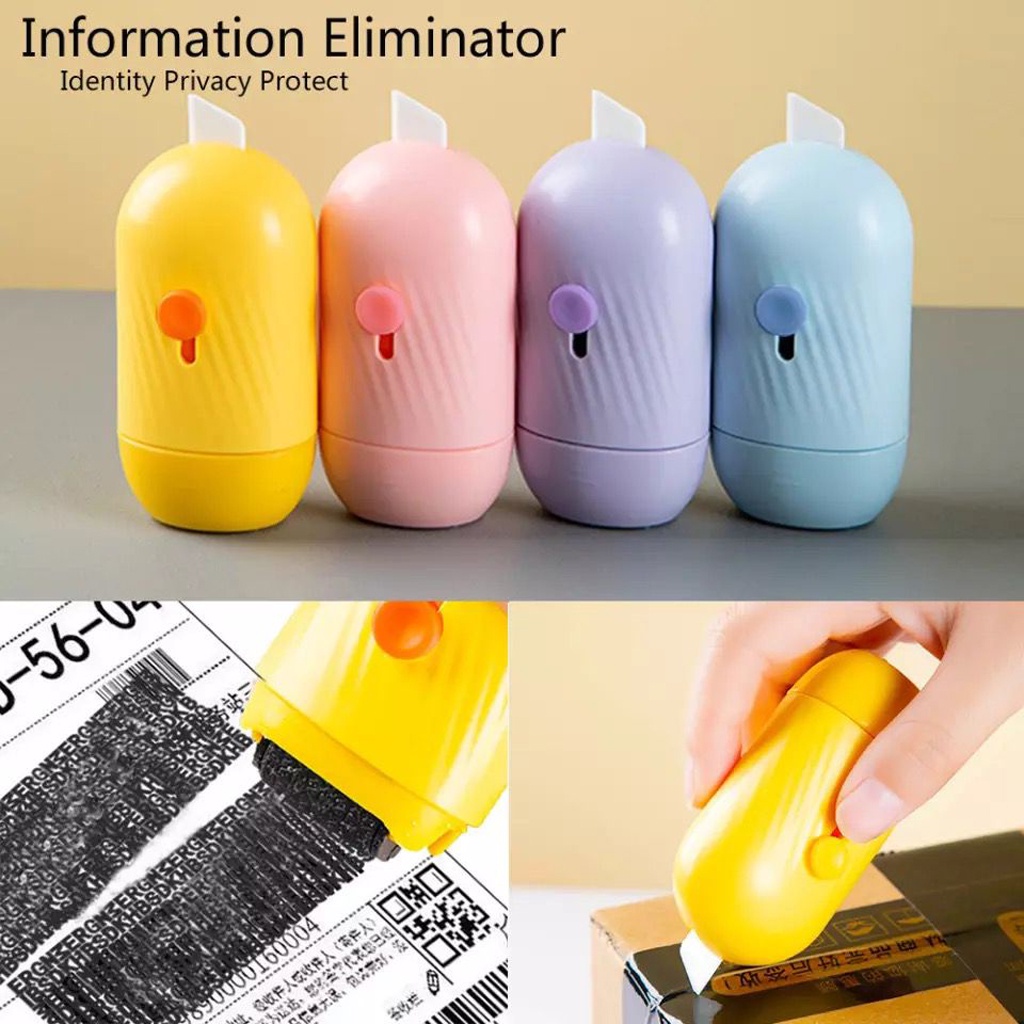 INFY - Stempel Pelindung Data Identitas / Roller Stamp + Cutter 2in1 / Thermal Paper Correction / Penghapus Kertas Termal / Cutter S022 S021