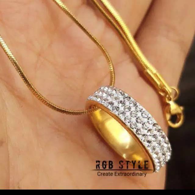 Kalung liontin ring cincin gold