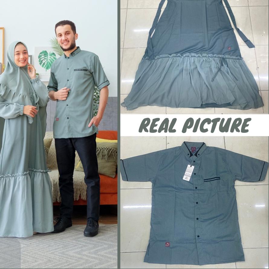 Sarimbit Keluarga 2022 Series Mecca Sage Green - Baju Couple Keluarga Lebaran 2022 Terbaru Jumbo LD 