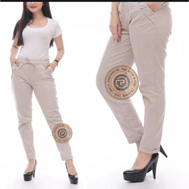 READY !!! BAGGY PANTS Latte Beige Nude Maroon Ivory Dusty Pink White Moss Tamolivia B7T7 Baggy pants